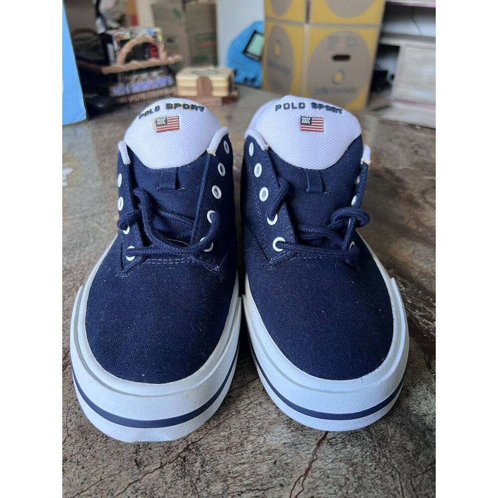 Polo Sport Casual Shoes Men’s Navy Blue US 10.5 Canvas Lace-Up Sneakers - Picture 4 of 5